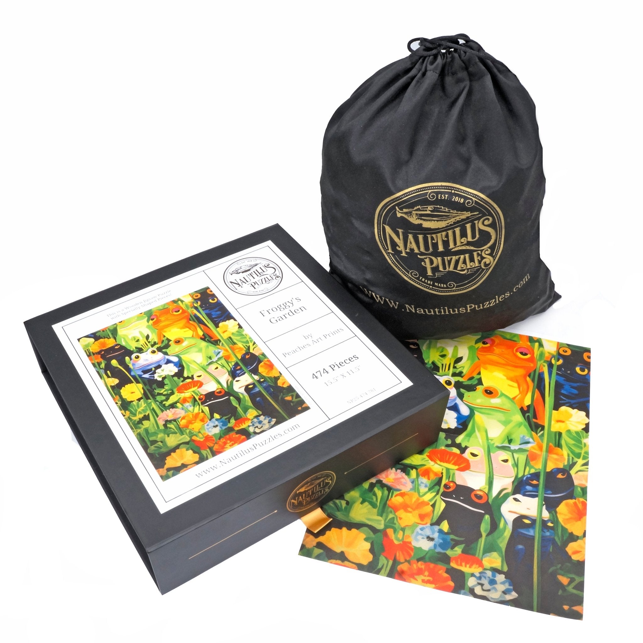 Froggy's Garden (474 Piece Wooden Jigsaw Puzzle) - Nautilus Puzzles - Wooden Jigsaw Puzzles For Adults
