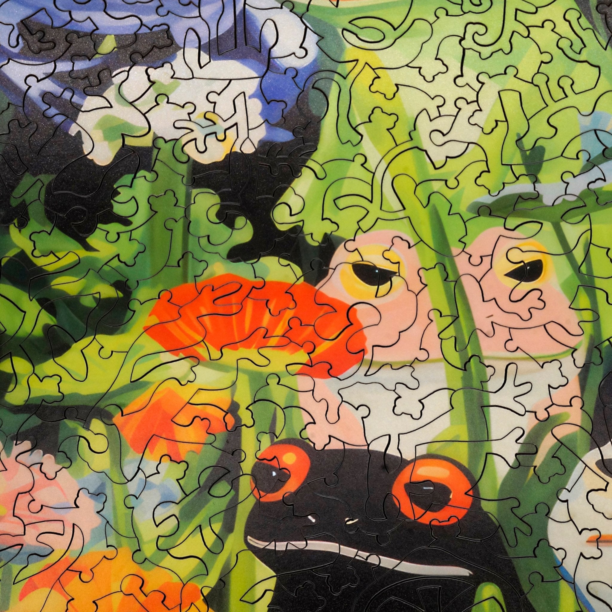 Froggy's Garden (474 Piece Wooden Jigsaw Puzzle) - Nautilus Puzzles - Wooden Jigsaw Puzzles For Adults