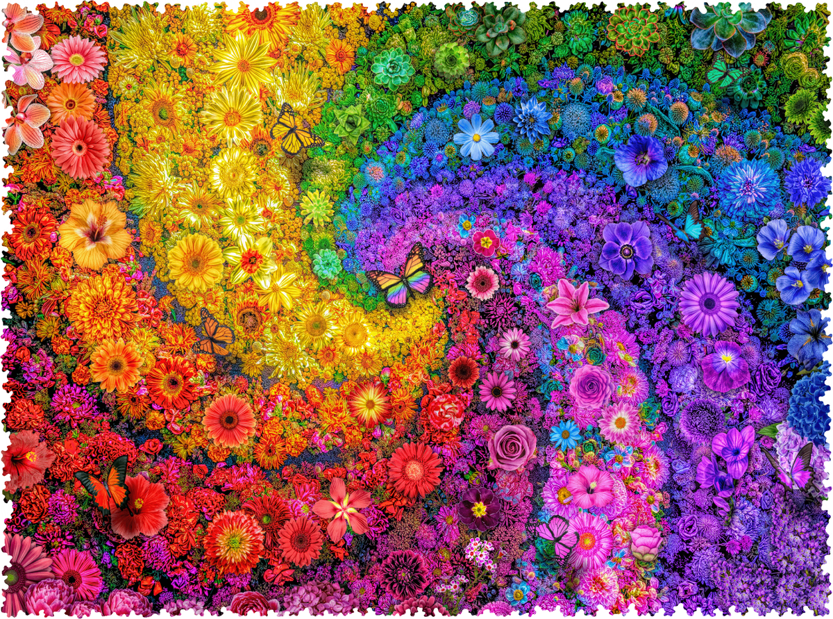 Garden of Rainbows (474 Piece Wooden Jigsaw Puzzle) - Nautilus Puzzles - Wooden Jigsaw Puzzles For Adults