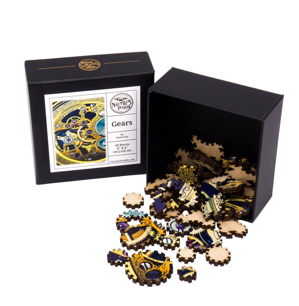 Gears - 50 Piece MINI Wooden Jigsaw Puzzle - Nautilus Puzzles - Wooden Jigsaw Puzzles For Adults