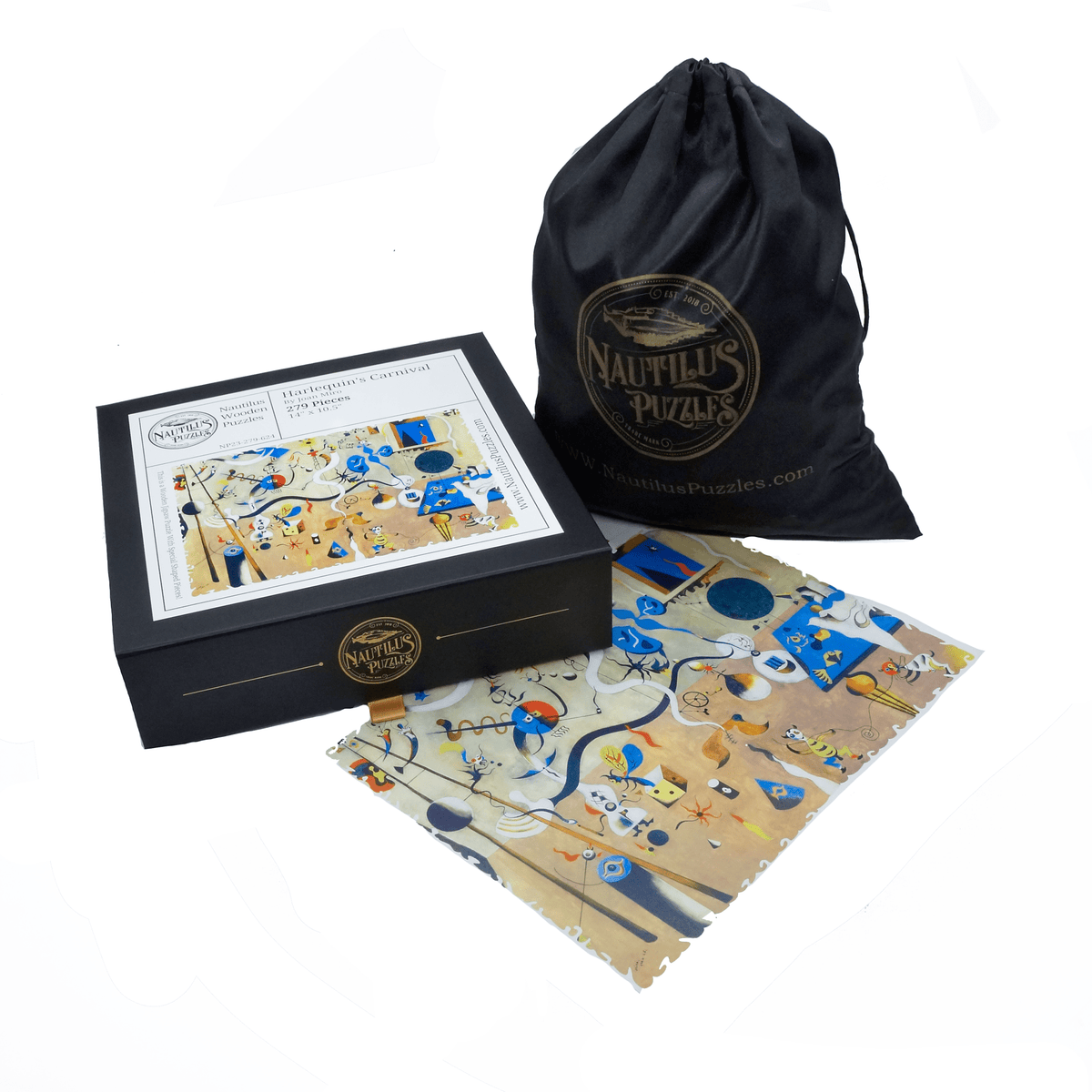Harlequin's Carnival by Joan Miró (279 Piece Wooden Jigsaw Puzzle) - Nautilus Puzzles - Wooden Jigsaw Puzzles For Adults