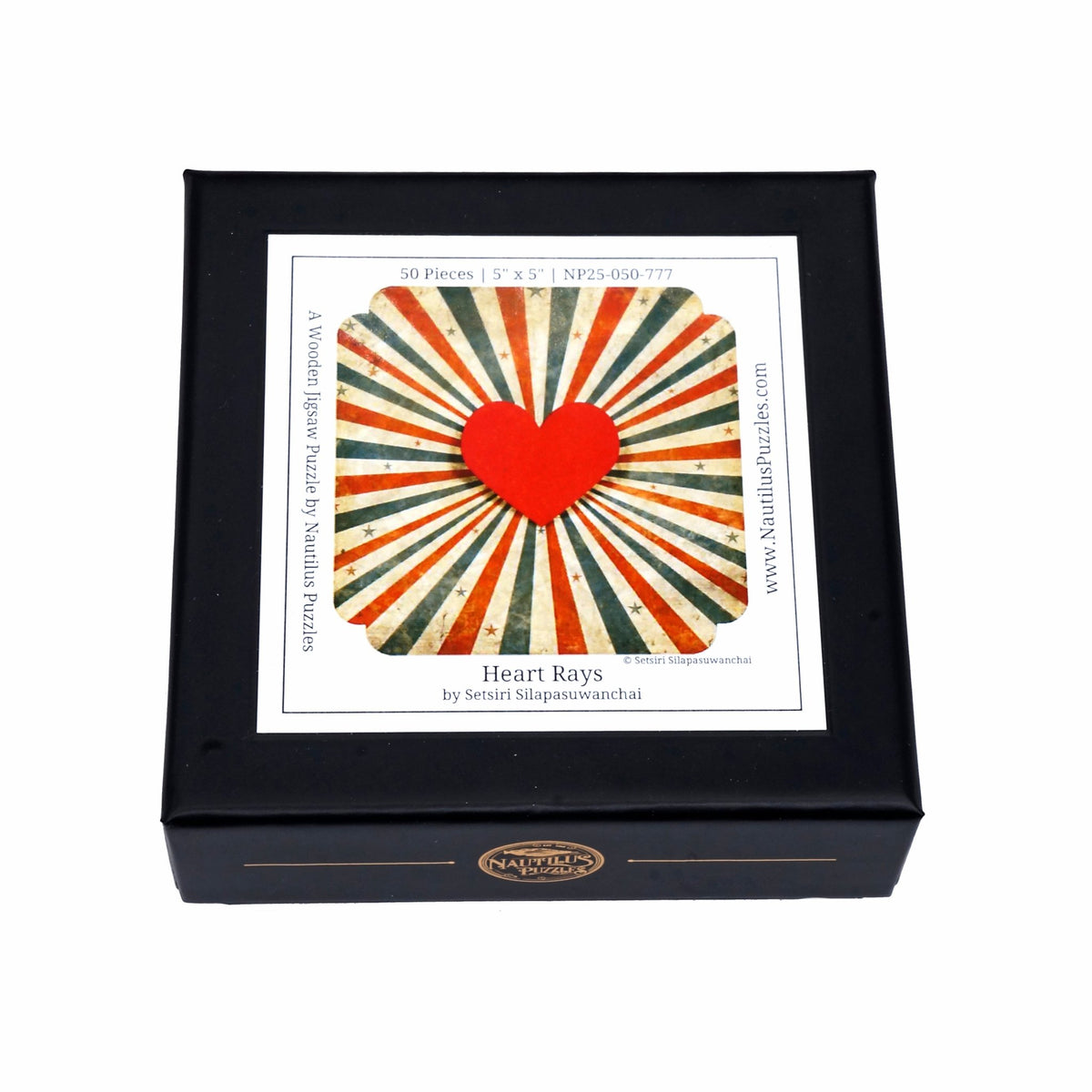 Heart Rays (50 Piece Mini Wooden Jigsaw Puzzle) - Nautilus Puzzles - Wooden Jigsaw Puzzles For Adults