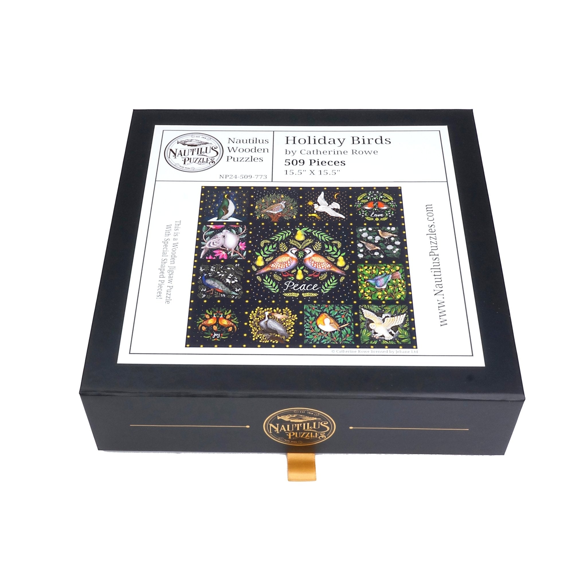 Holiday Birds (509 Piece Wooden Jigsaw Puzzle) - Nautilus Puzzles - Wooden Jigsaw Puzzles For Adults