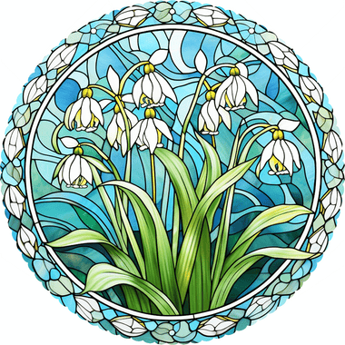 January - Snowdrops (50 Piece Round Mini Wooden Jigsaw Puzzle) - Nautilus Puzzles - Wooden Jigsaw Puzzles For Adults