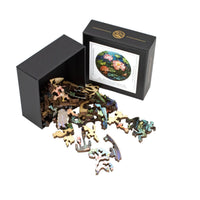 July - Water Lilies (50 Piece Round Mini Wooden Jigsaw Puzzle) - Nautilus Puzzles - Wooden Jigsaw Puzzles For Adults