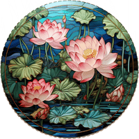 July - Water Lilies (50 Piece Round Mini Wooden Jigsaw Puzzle) - Nautilus Puzzles - Wooden Jigsaw Puzzles For Adults