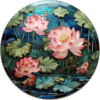 July - Water Lilies (50 Piece Round Mini Wooden Jigsaw Puzzle) - Nautilus Puzzles - Wooden Jigsaw Puzzles For Adults