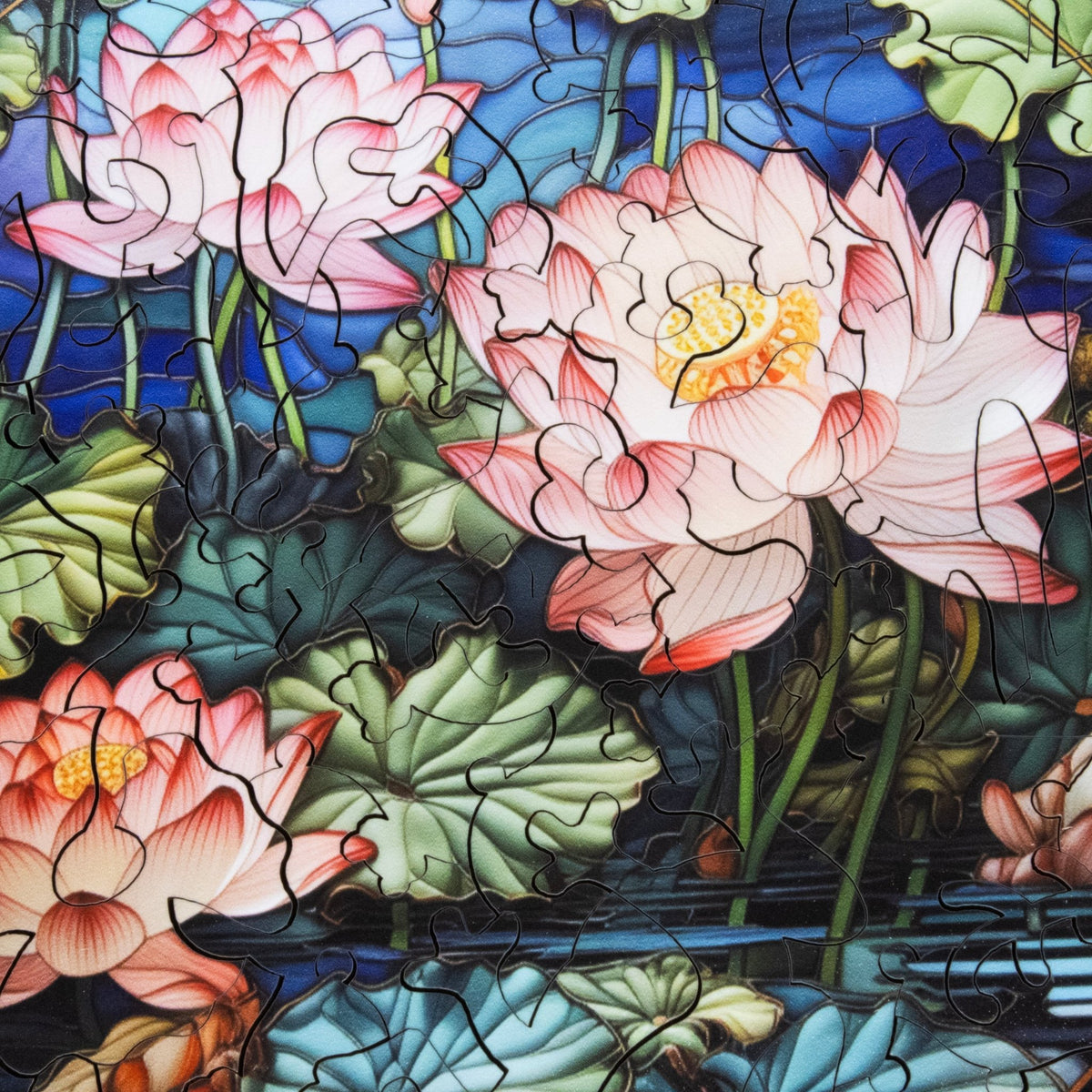 July - Water Lilies (50 Piece Round Mini Wooden Jigsaw Puzzle) - Nautilus Puzzles - Wooden Jigsaw Puzzles For Adults