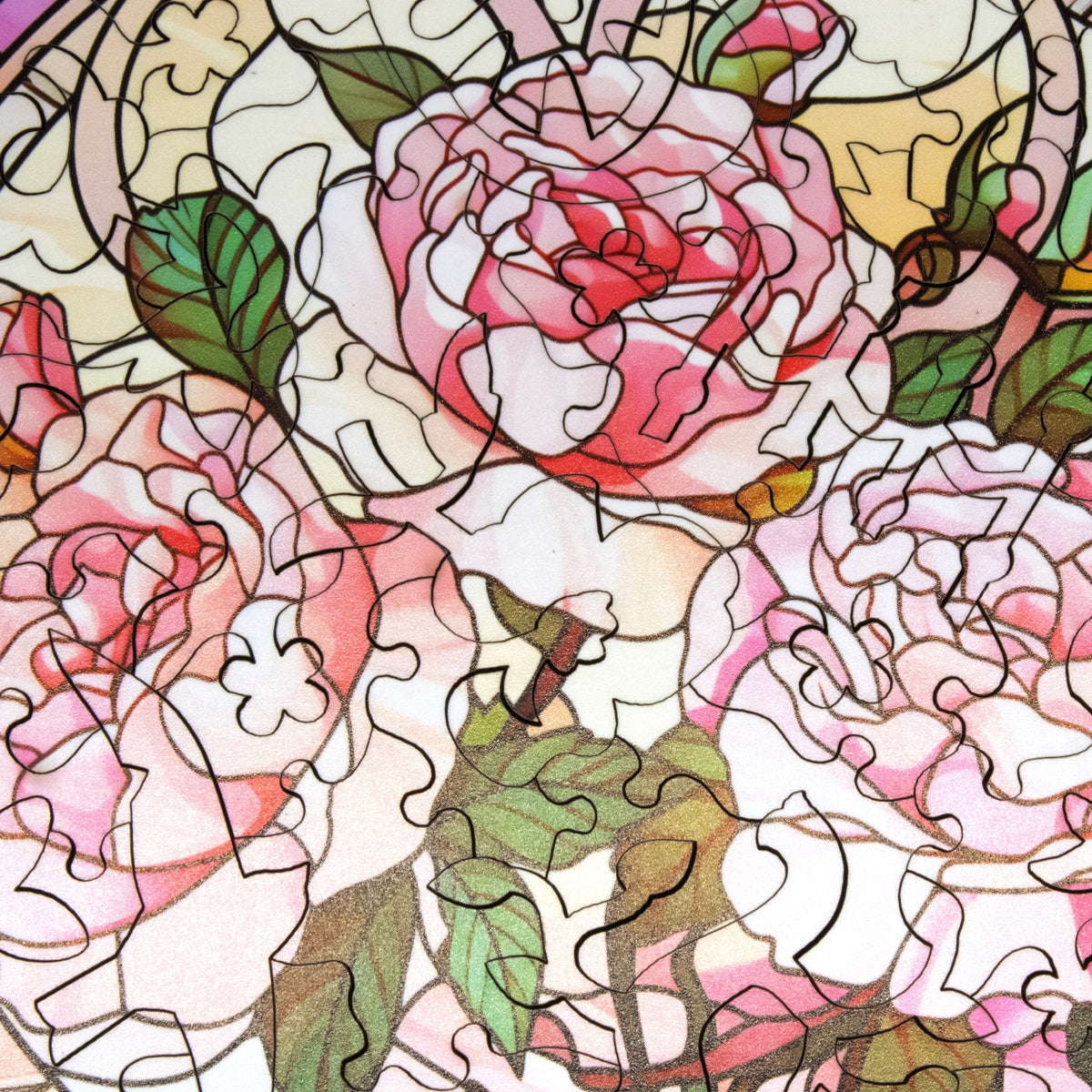 June - Roses (50 Piece Round Mini Wooden Jigsaw Puzzle) - Nautilus Puzzles - Wooden Jigsaw Puzzles For Adults