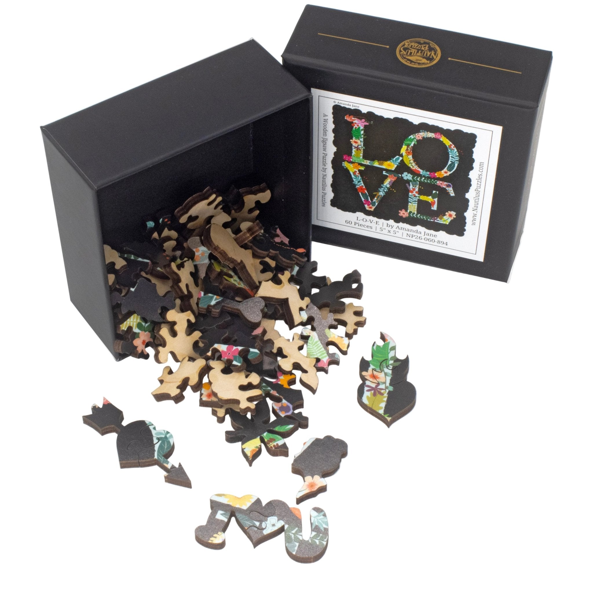 L-O-V-E (60 Piece Mini Wooden Jigsaw Puzzle) - Nautilus Puzzles - Wooden Jigsaw Puzzles For Adults