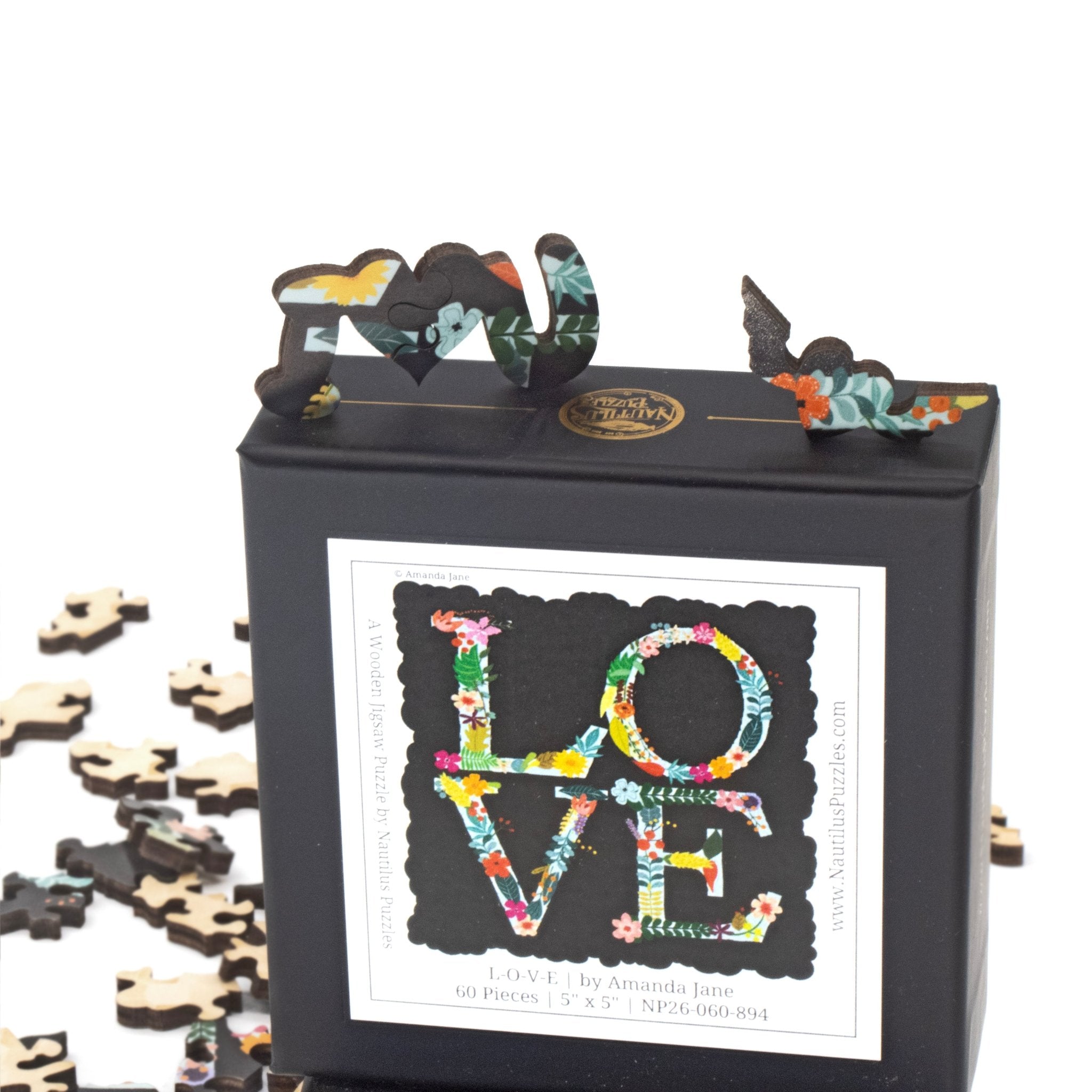 L-O-V-E (60 Piece Mini Wooden Jigsaw Puzzle) - Nautilus Puzzles - Wooden Jigsaw Puzzles For Adults