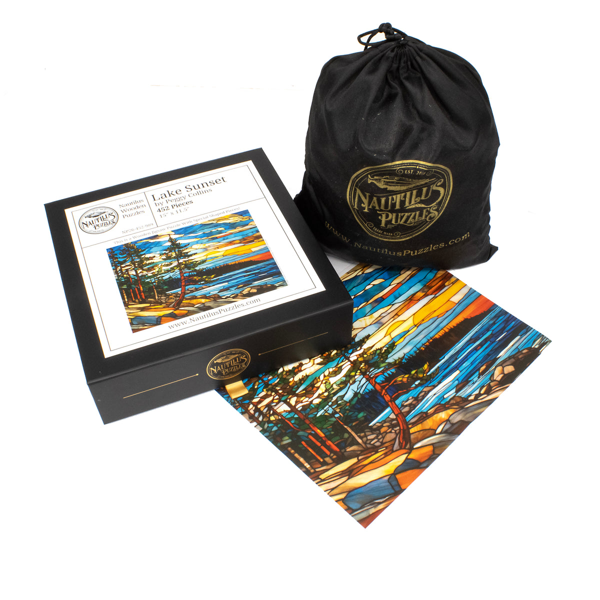 Lake Sunset (452 Piece Wooden Jigsaw Puzzle)