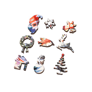 Lighting the Christmas Tree (63 Piece Mini Christmas Wooden Jigsaw Puzzle) - Nautilus Puzzles - Wooden Jigsaw Puzzles For Adults