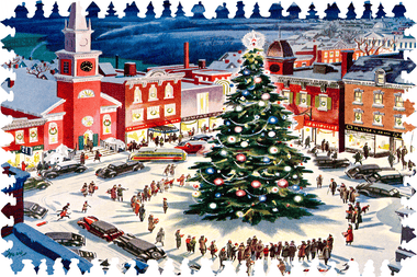 Lighting the Christmas Tree (63 Piece Mini Christmas Wooden Jigsaw Puzzle) - Nautilus Puzzles - Wooden Jigsaw Puzzles For Adults