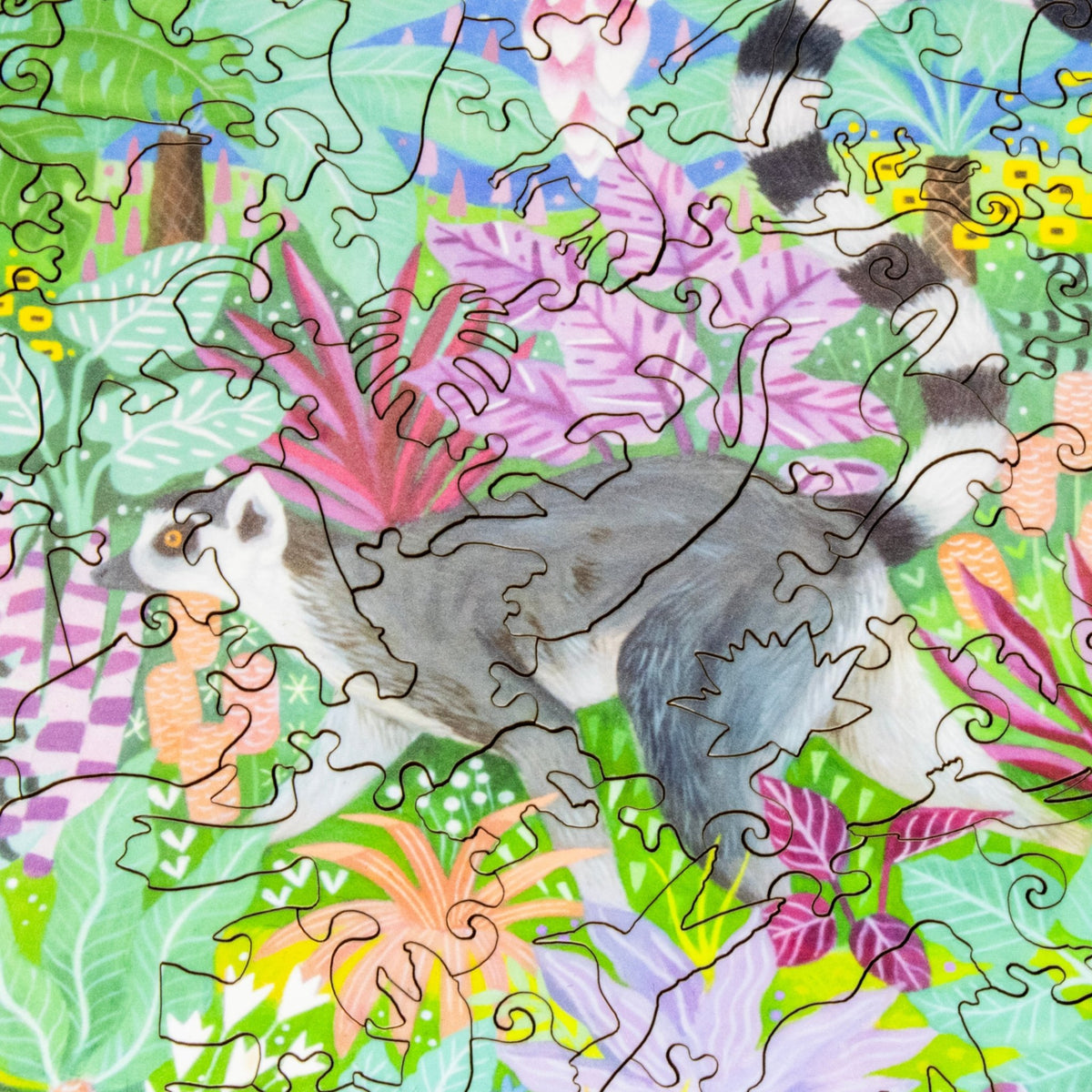 Loping Lemur (57 Piece Mini Puzzle) - Nautilus Puzzles - Wooden Jigsaw Puzzles For Adults