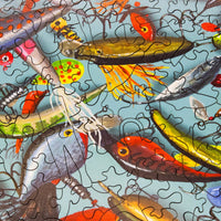 Lots of Lures (503 Piece Wooden Jigsaw Puzzle) - Nautilus Puzzles - Wooden Jigsaw Puzzles For Adults