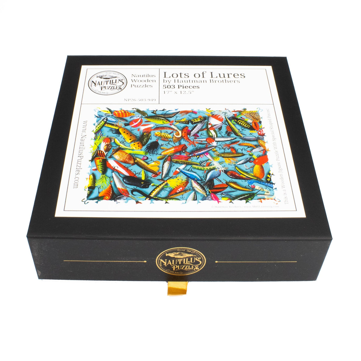 Lots of Lures (503 Piece Wooden Jigsaw Puzzle) - Nautilus Puzzles - Wooden Jigsaw Puzzles For Adults