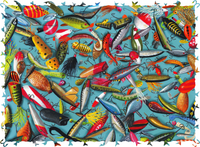 Lots of Lures (503 Piece Wooden Jigsaw Puzzle) - Nautilus Puzzles - Wooden Jigsaw Puzzles For Adults