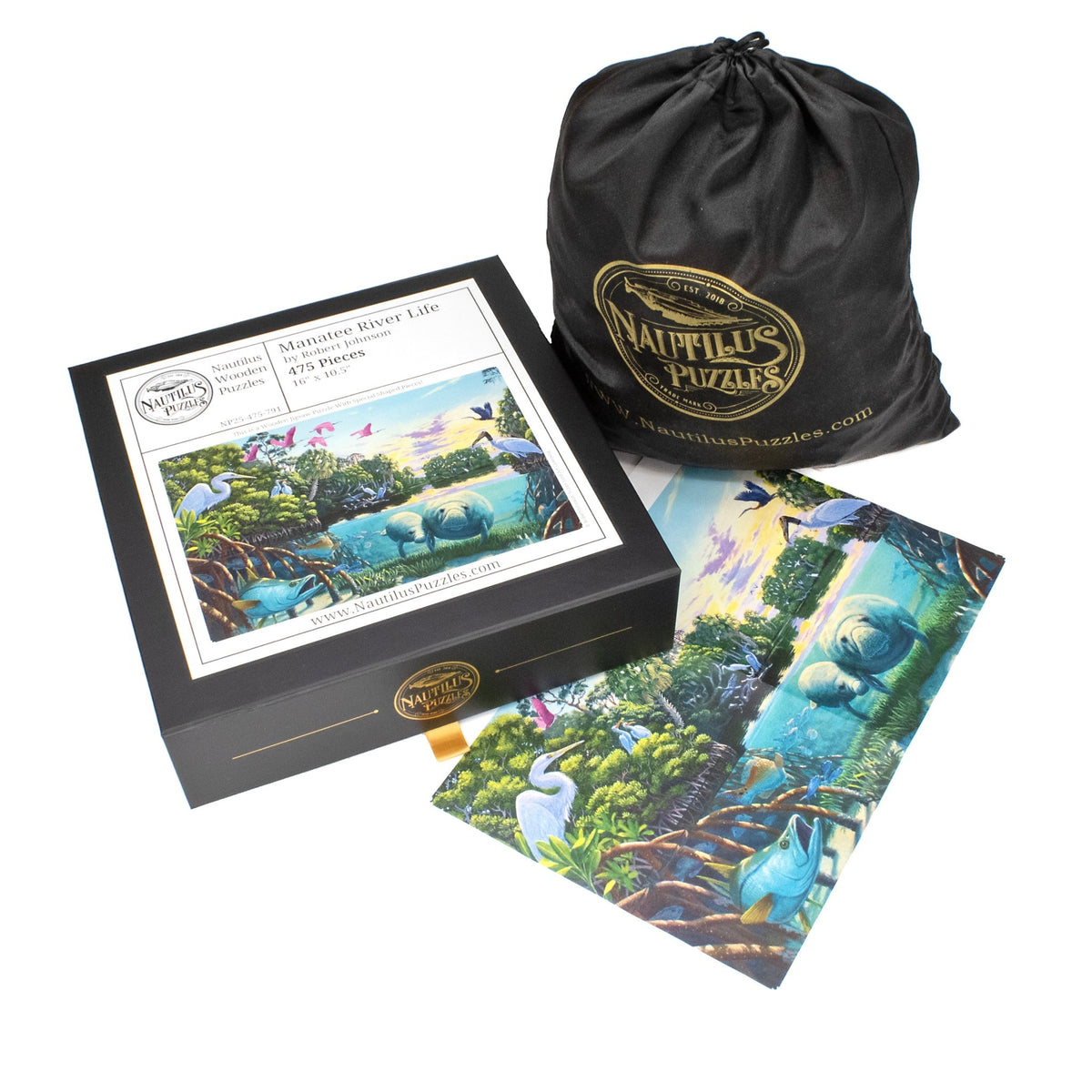 Manatee River Life (475 Piece Wooden Jigsaw Puzzle) - Nautilus Puzzles - Wooden Jigsaw Puzzles For Adults