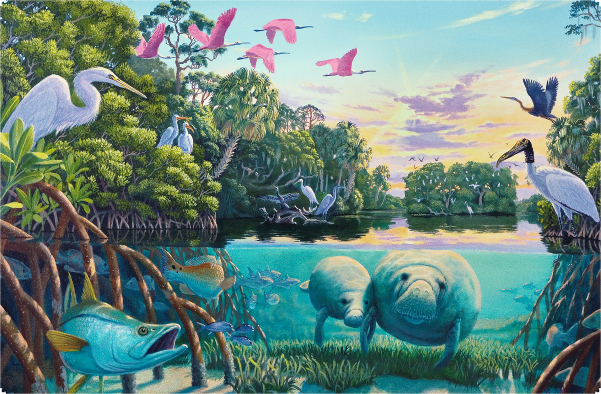 Manatee River Life (475 Piece Wooden Jigsaw Puzzle) - Nautilus Puzzles - Wooden Jigsaw Puzzles For Adults