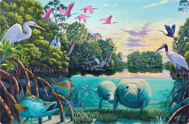 Manatee River Life (475 Piece Wooden Jigsaw Puzzle) - Nautilus Puzzles - Wooden Jigsaw Puzzles For Adults