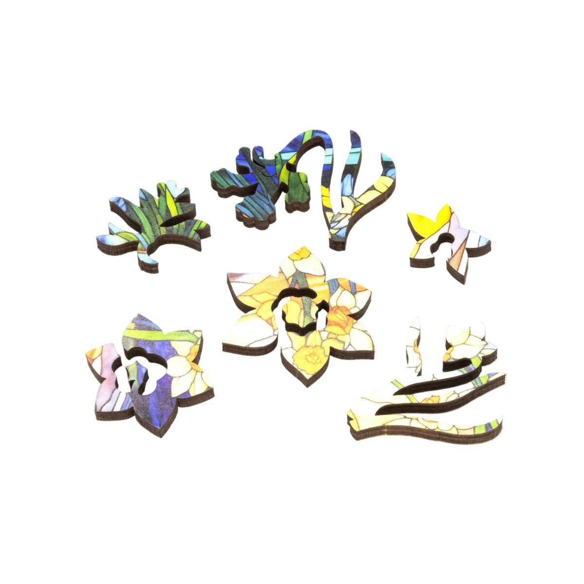 March - Daffodils (50 Piece Round Mini Wooden Jigsaw Puzzle) - Nautilus Puzzles - Wooden Jigsaw Puzzles For Adults