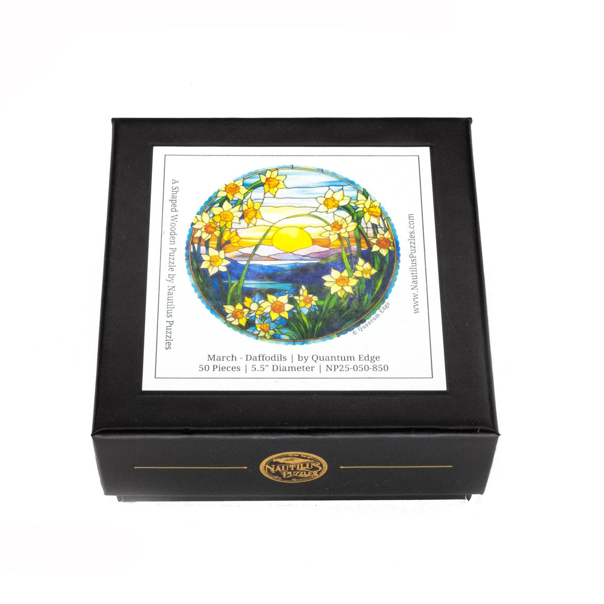 March - Daffodils (50 Piece Round Mini Wooden Jigsaw Puzzle) - Nautilus Puzzles - Wooden Jigsaw Puzzles For Adults