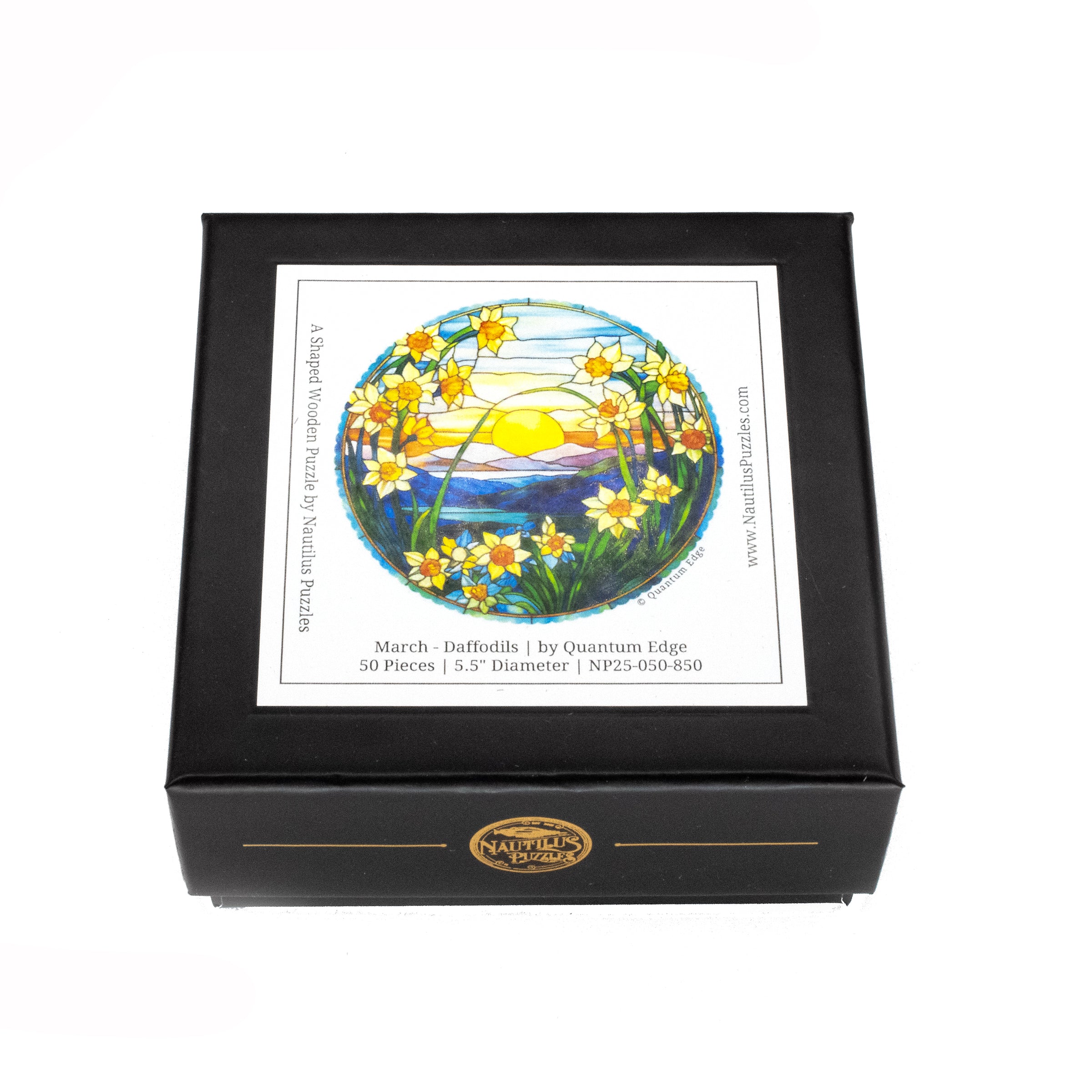 March - Daffodils (50 Piece Round Mini Wooden Jigsaw Puzzle) - Nautilus Puzzles - Wooden Jigsaw Puzzles For Adults
