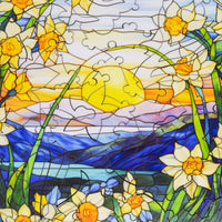 March - Daffodils (50 Piece Round Mini Wooden Jigsaw Puzzle) - Nautilus Puzzles - Wooden Jigsaw Puzzles For Adults