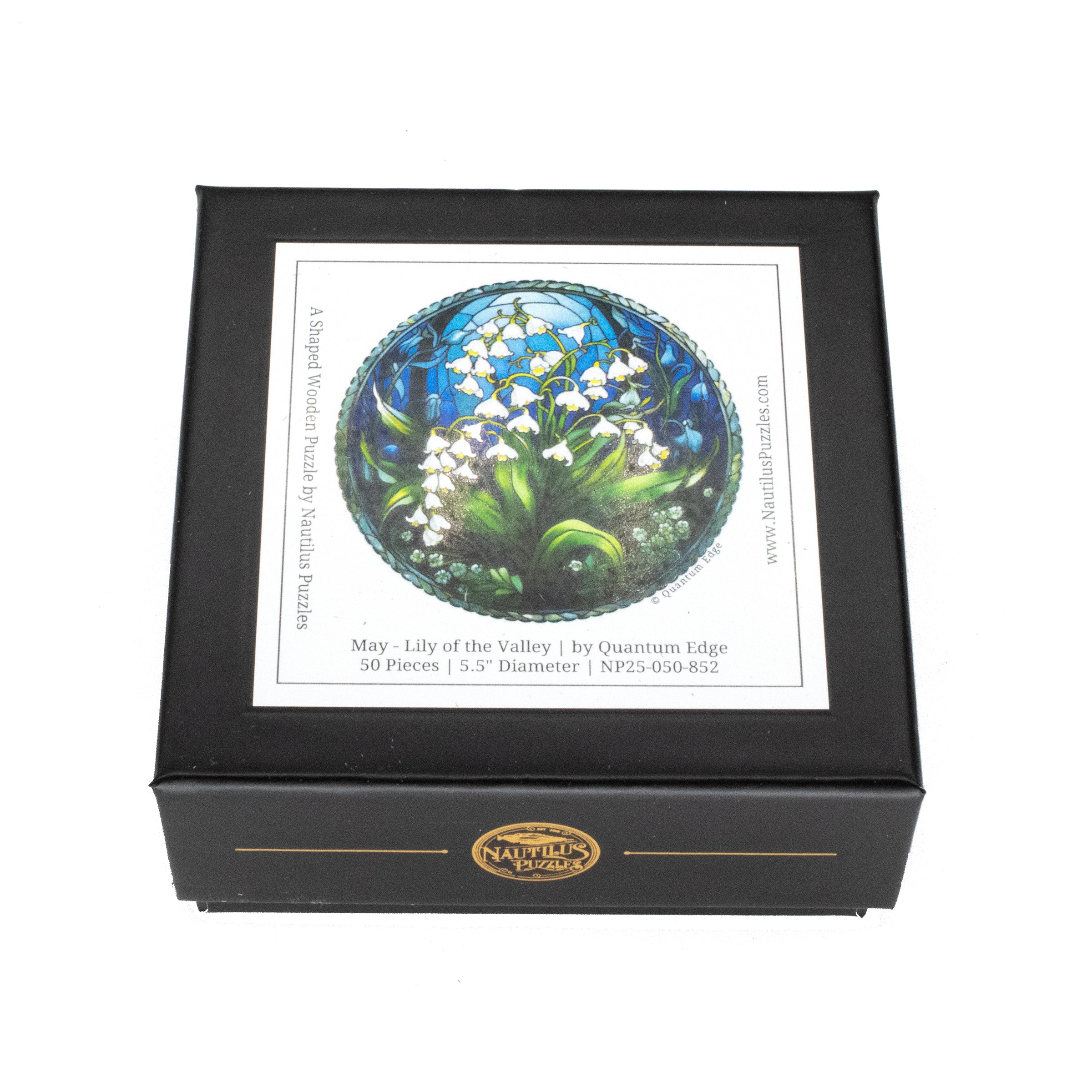 May - Lily of the Valley (50 Piece Round Mini Wooden Jigsaw Puzzle) - Nautilus Puzzles - Wooden Jigsaw Puzzles For Adults