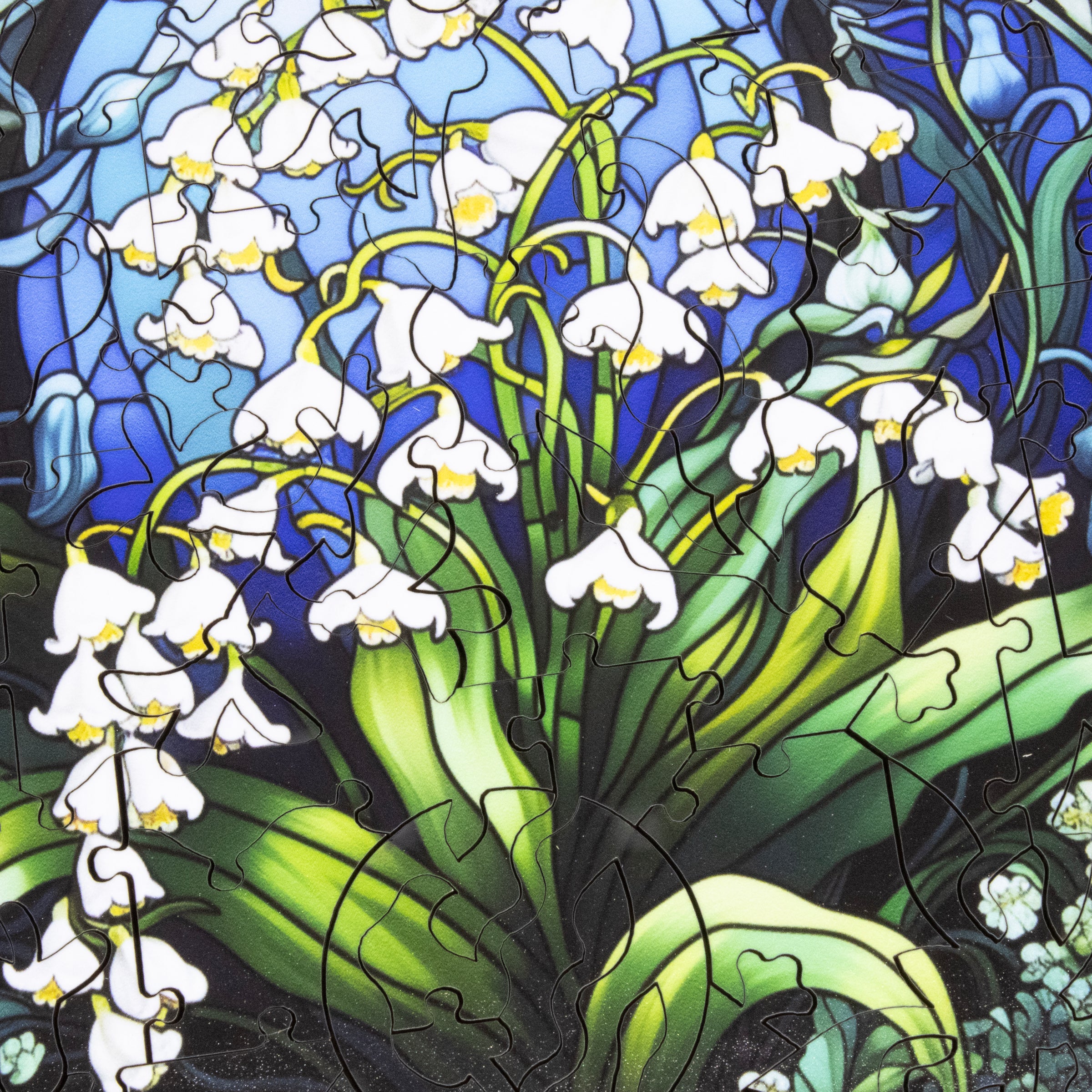 May - Lily of the Valley (50 Piece Round Mini Wooden Jigsaw Puzzle) - Nautilus Puzzles - Wooden Jigsaw Puzzles For Adults