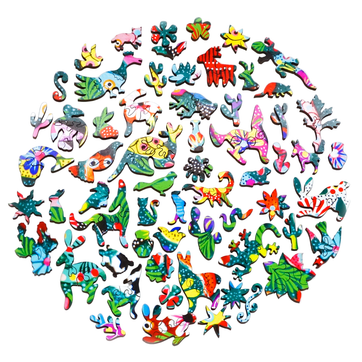 Mexican Folk Art (450 Piece Wooden Jigsaw Puzzle) - Nautilus Puzzles - Wooden Jigsaw Puzzles For Adults