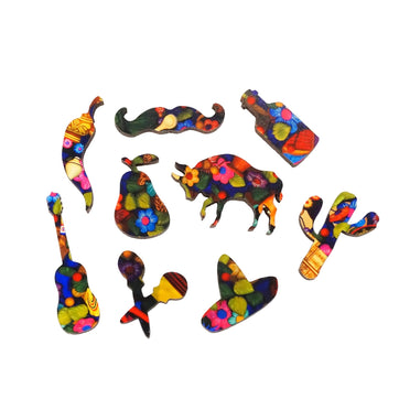 Mexican Souvenirs (50 Piece Mini Wooden Jigsaw Puzzle) - Nautilus Puzzles - Wooden Jigsaw Puzzles For Adults