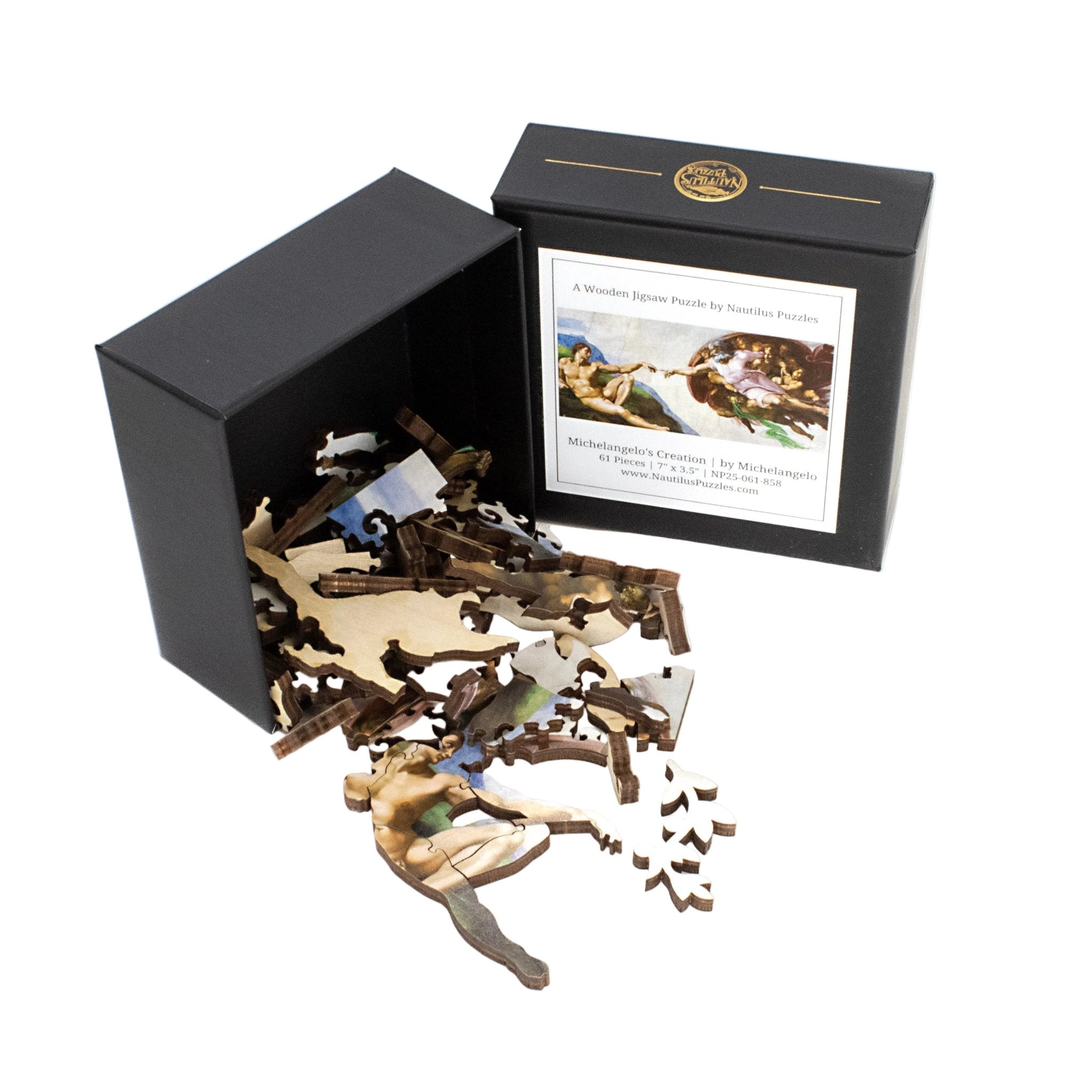 Michelangelo's Creation by Michelangelo (61 Piece Mini Wooden Jigsaw Puzzle) - Nautilus Puzzles - Wooden Jigsaw Puzzles For Adults
