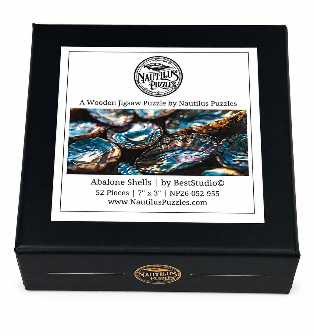 Mini Puzzle | Abalone Shells | 52 Pieces - Nautilus Puzzles - Wooden Jigsaw Puzzles For Adults