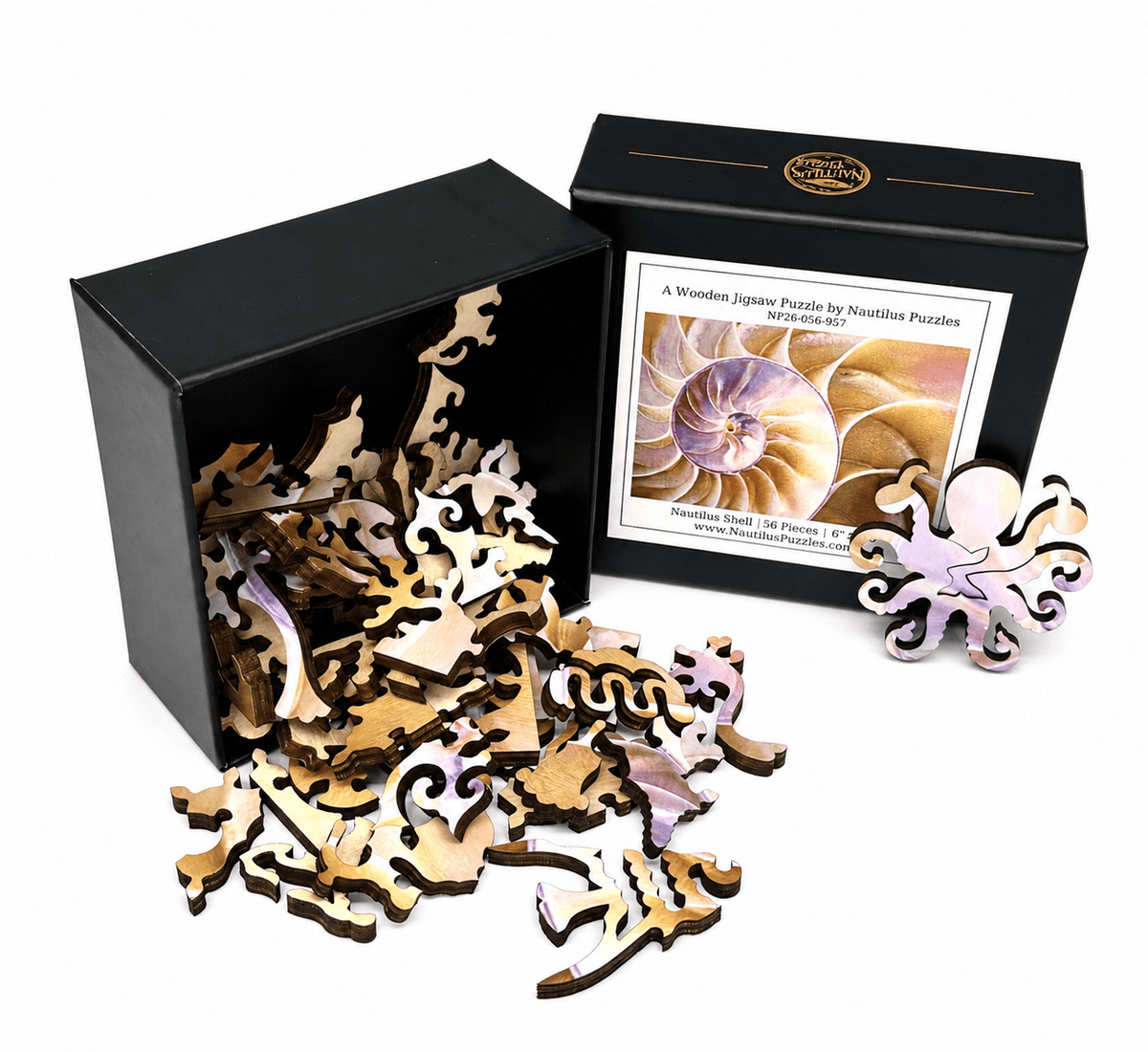 Mini Puzzle | Nautilus Shell | 56 Pieces - Nautilus Puzzles - Wooden Jigsaw Puzzles For Adults