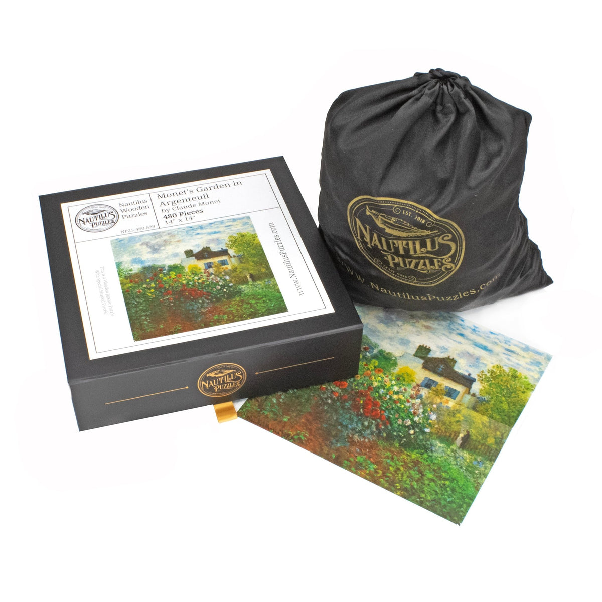 Monet's Garden in Argenteuil by Claude Monet | 480 Pieces | Wooden Jigsaw Puzzle - Nautilus Puzzles - Wooden Jigsaw Puzzles For Adults