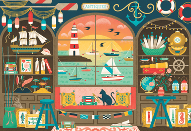 Nautical Antiques (441 Piece Wooden Jigsaw Puzzle) - Nautilus Puzzles - Wooden Jigsaw Puzzles For Adults