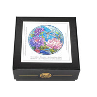 November - Peonies (50 Piece Round Mini Wooden Jigsaw Puzzle) - Nautilus Puzzles - Wooden Jigsaw Puzzles For Adults