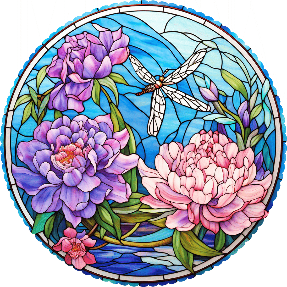 November - Peonies (50 Piece Round Mini Wooden Jigsaw Puzzle) - Nautilus Puzzles - Wooden Jigsaw Puzzles For Adults