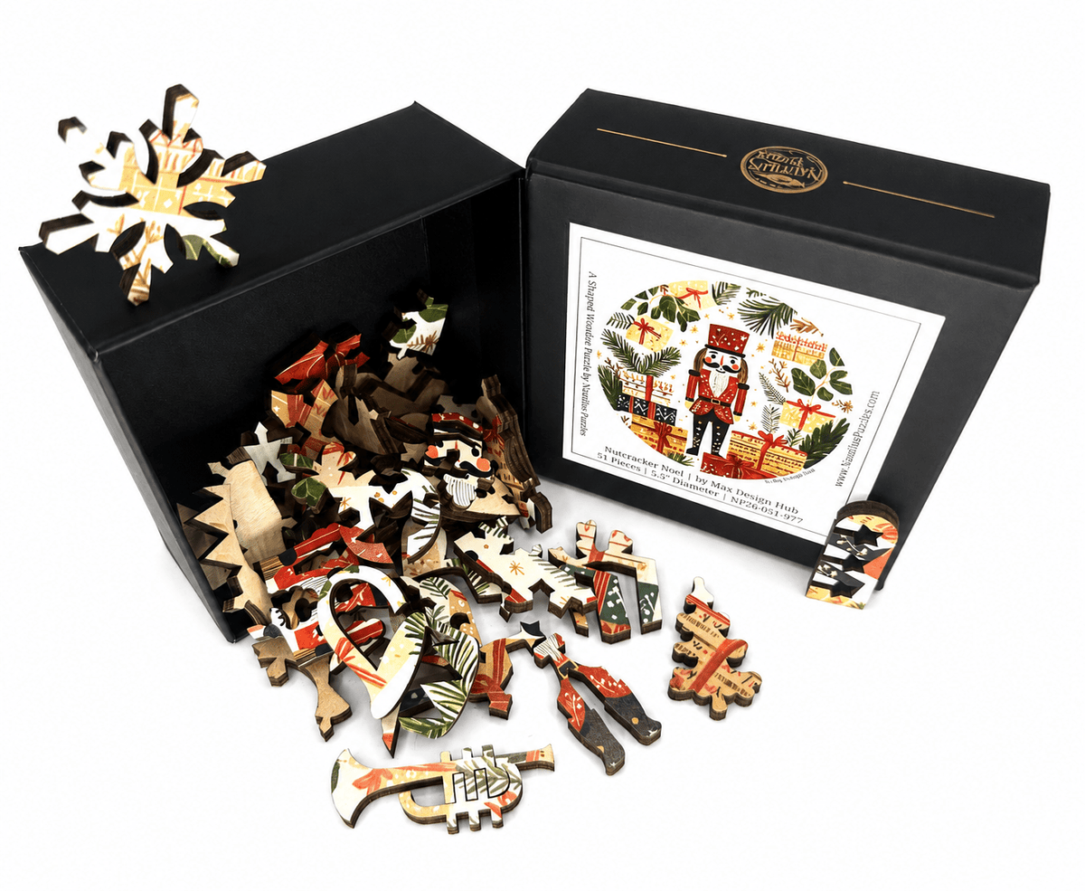 Nutcracker Noel (51 Piece Mini Christmas Wooden Jigsaw Puzzle) - Nautilus Puzzles - Wooden Jigsaw Puzzles For Adults