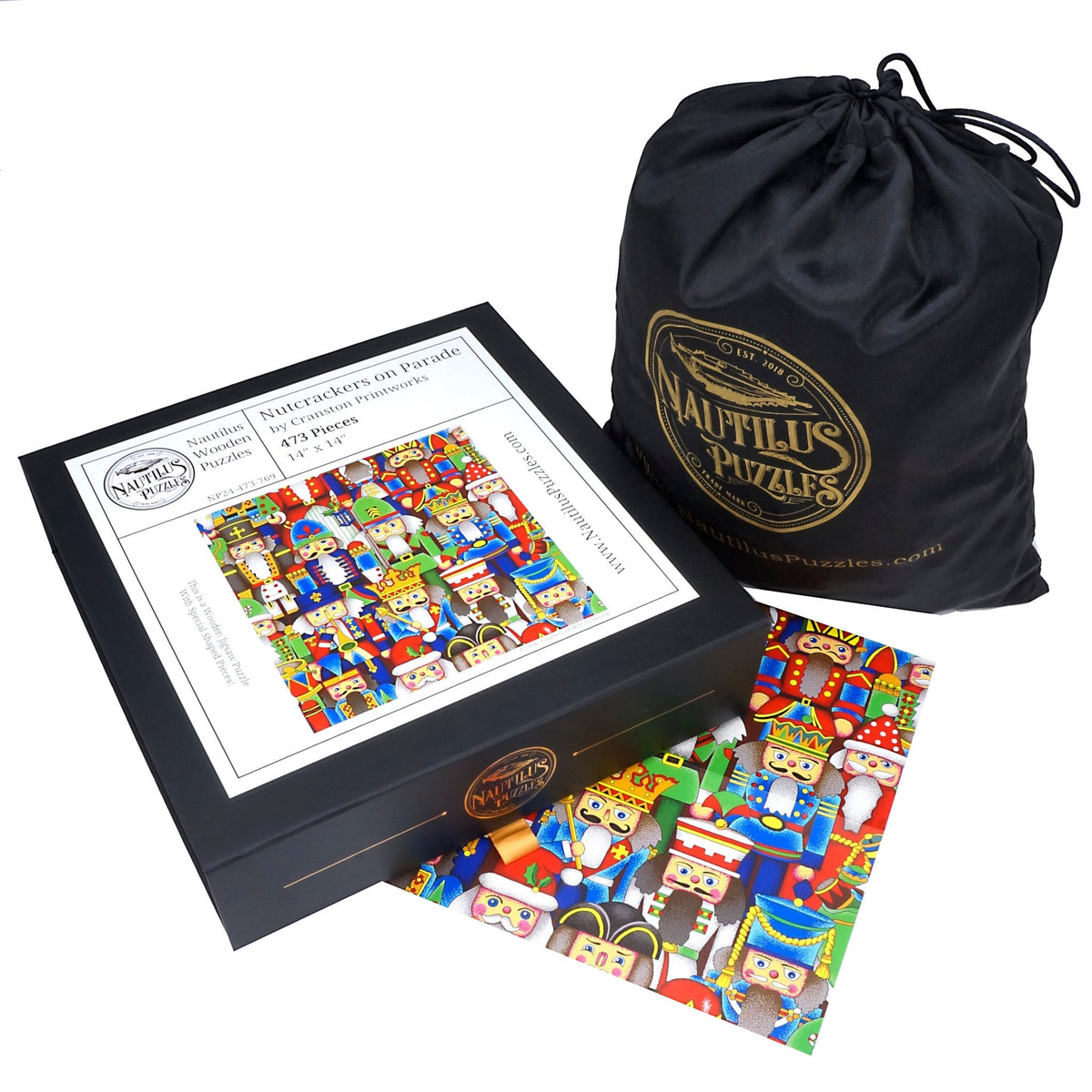 Nutcrackers on Parade (473 Piece Christmas Wooden Jigsaw Puzzle) - Nautilus Puzzles - Wooden Jigsaw Puzzles For Adults