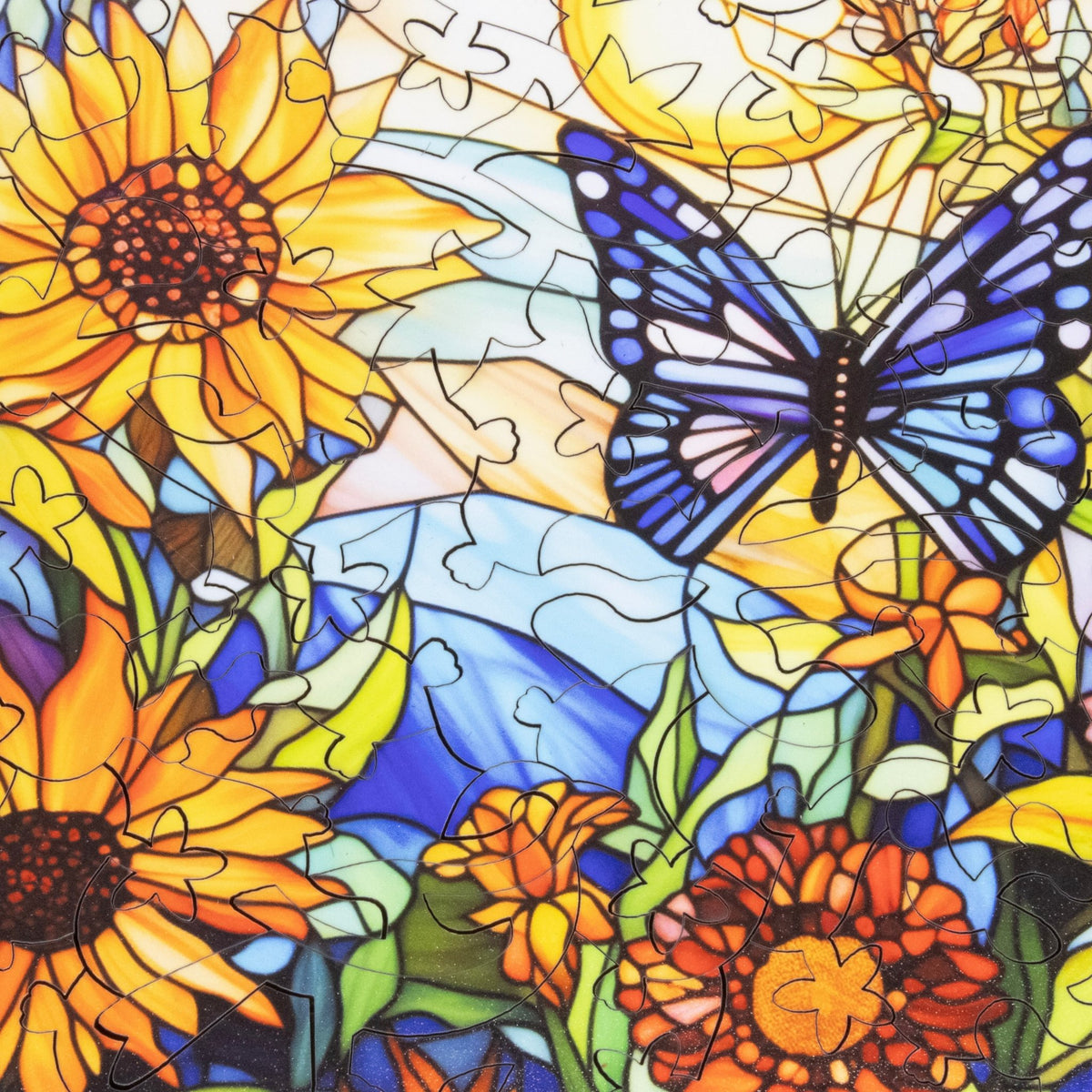 October - Marigolds (50 Piece Round Mini Wooden Jigsaw Puzzle) - Nautilus Puzzles - Wooden Jigsaw Puzzles For Adults