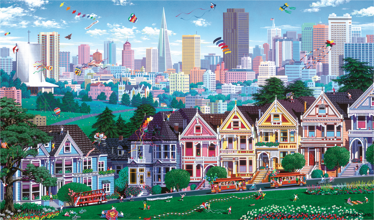 Painted Ladies (500 Piece Wooden Jigsaw Puzzle) - Nautilus Puzzles - Wooden Jigsaw Puzzles For Adults