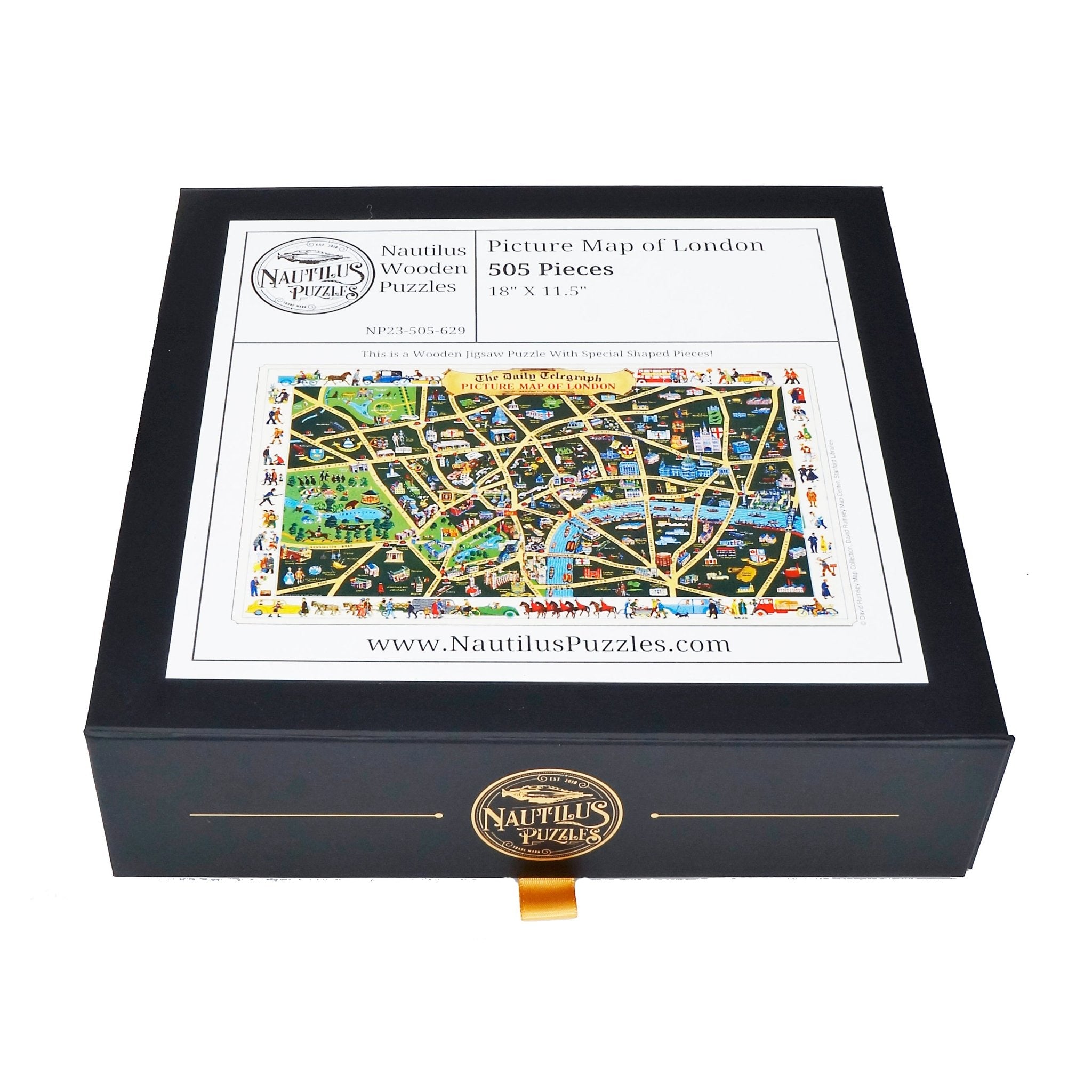 Picture Map of London (505 Piece Wooden Jigsaw Puzzle) - Nautilus Puzzles - Wooden Jigsaw Puzzles For Adults