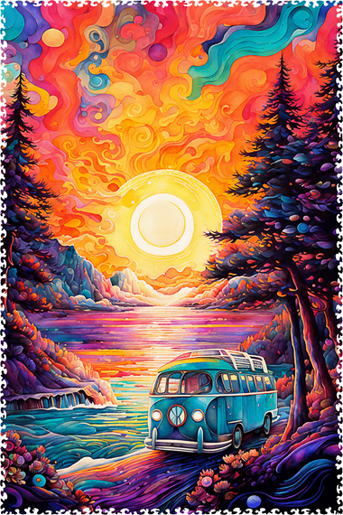Psychedelic Sunset (504 Piece Wooden Jigsaw Puzzle) - Nautilus Puzzles - Wooden Jigsaw Puzzles For Adults