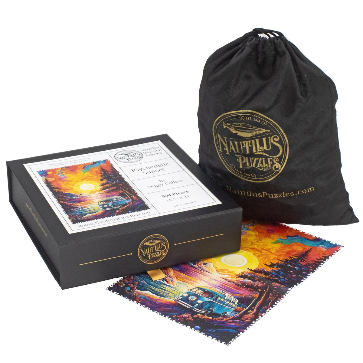 Psychedelic Sunset (504 Piece Wooden Jigsaw Puzzle) - Nautilus Puzzles - Wooden Jigsaw Puzzles For Adults