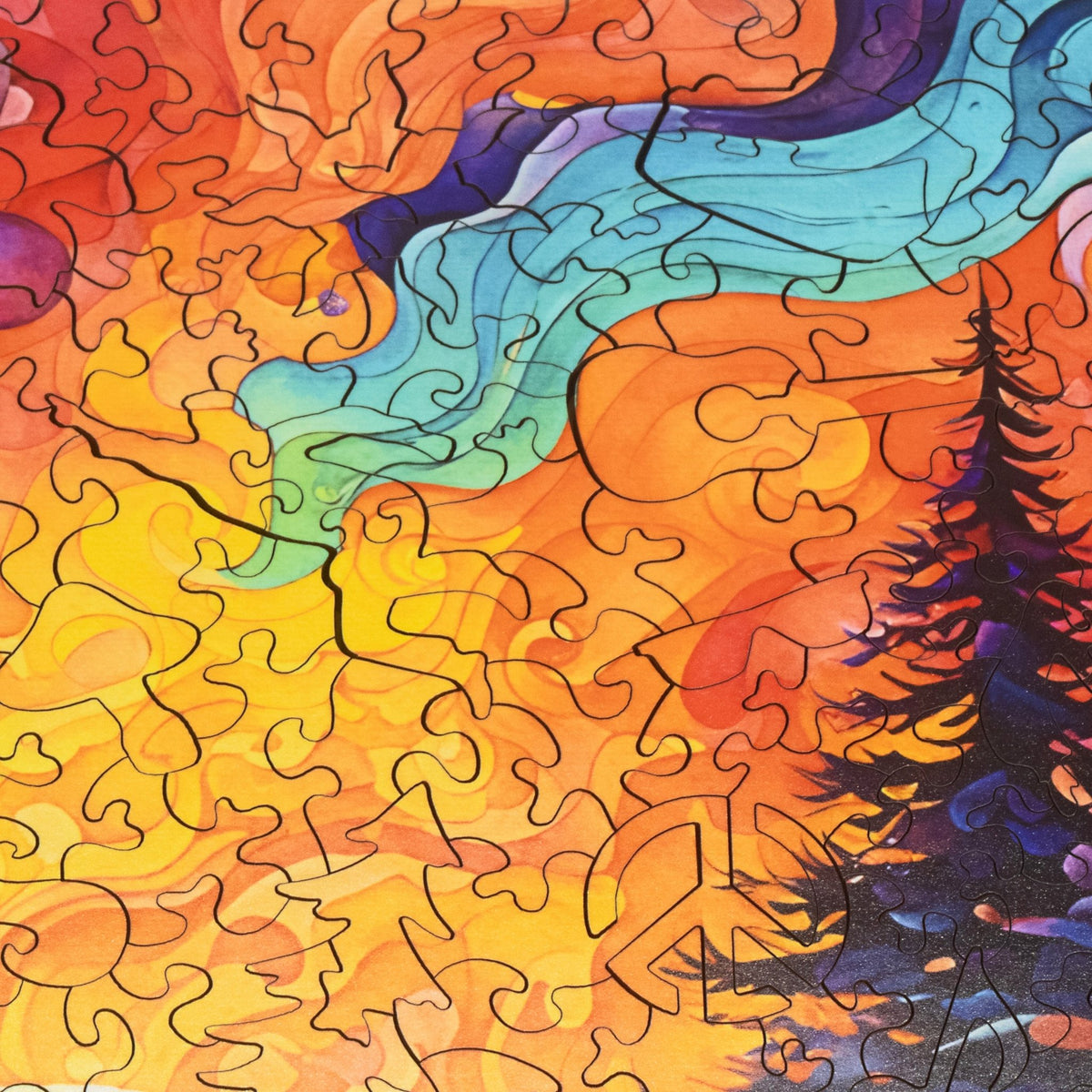 Psychedelic Sunset (504 Piece Wooden Jigsaw Puzzle) - Nautilus Puzzles - Wooden Jigsaw Puzzles For Adults