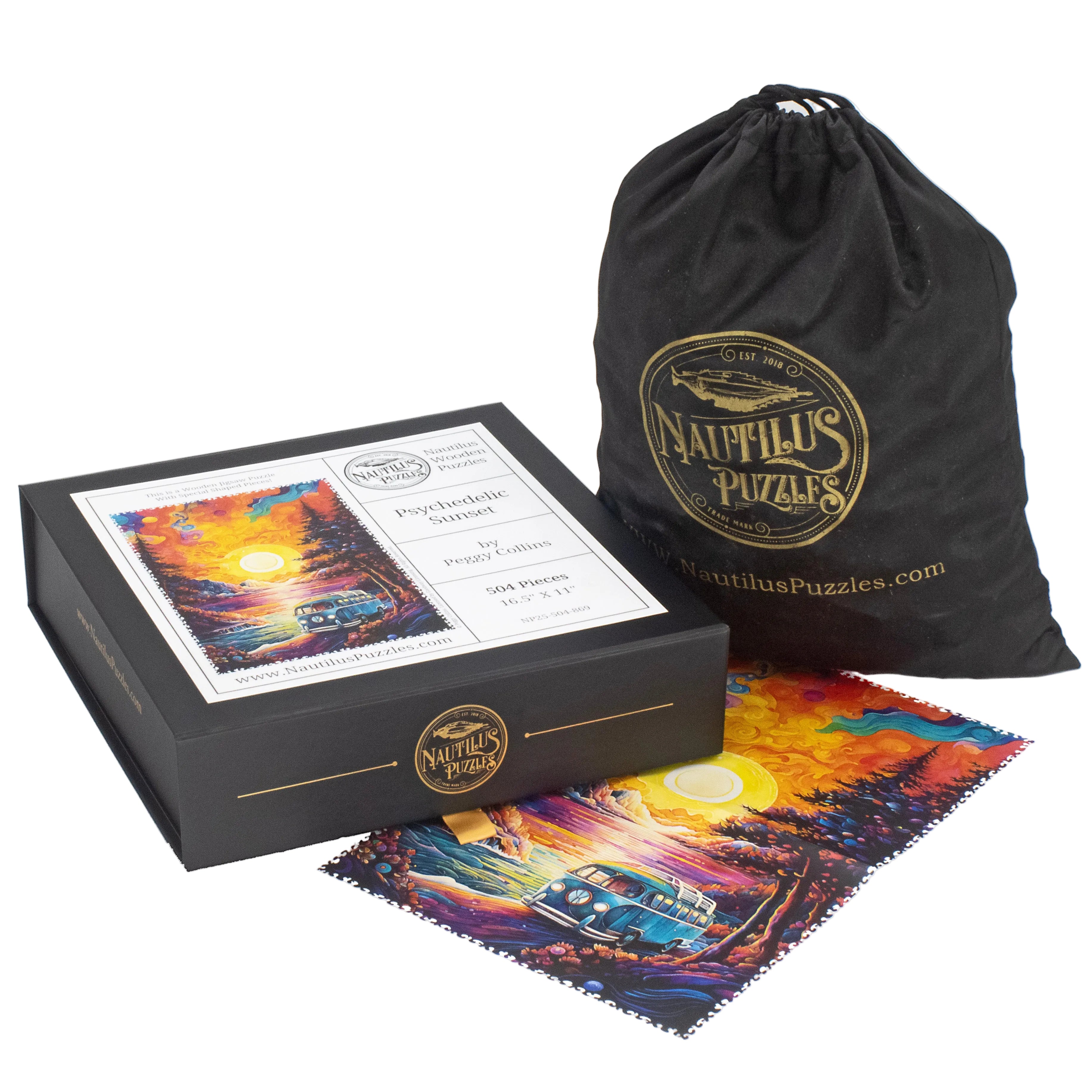 Psychedelic Sunset (504 Piece Wooden Jigsaw Puzzle) | Nautilus Puzzles