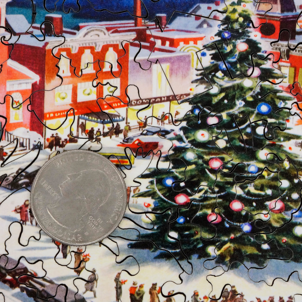 Lighting the Christmas Tree (63 Piece Mini Christmas Wooden Jigsaw Puzzle)